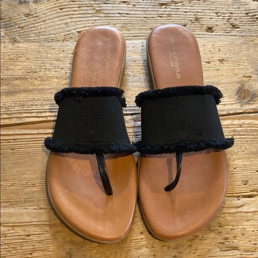 ANDRE ASSOUS COMFORTABLE‎ BLACK NANETTE FLAT THONG SANDALS SZ 11